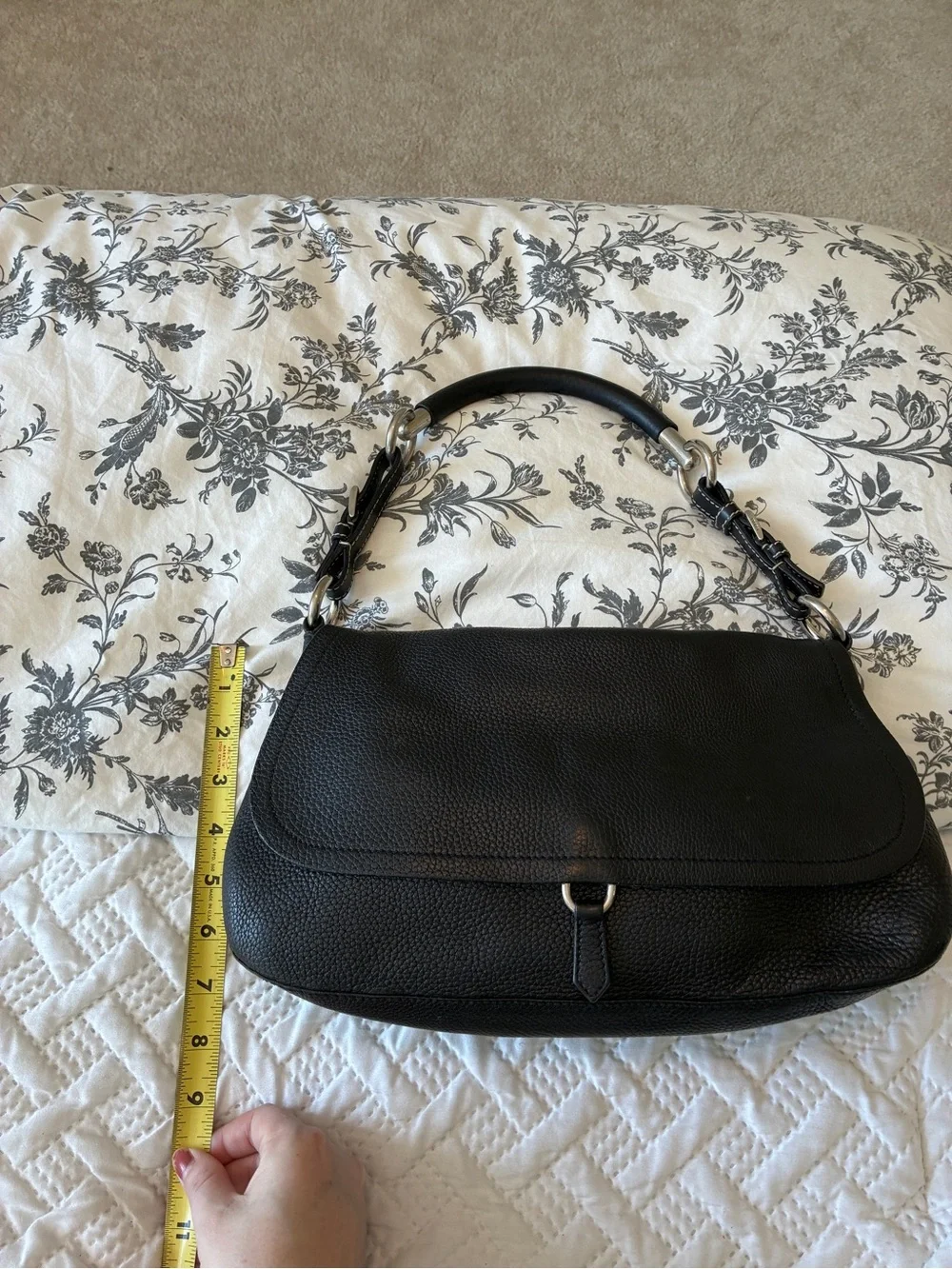 Prada Vitello Daino Black Pebble Leather Shoulder Bag